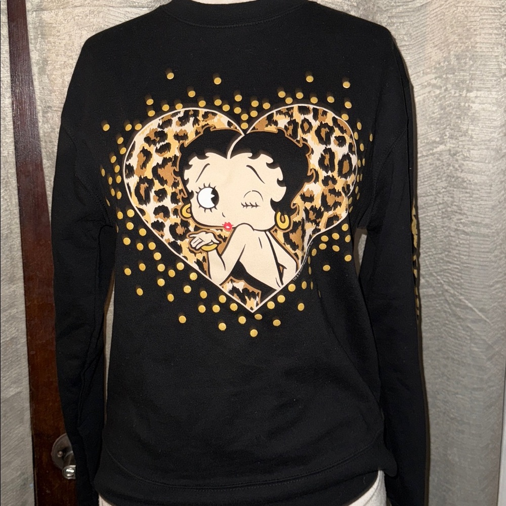Black Sweater with Cartoon Heart Design